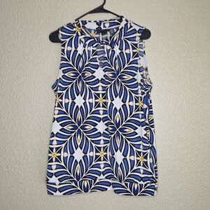 Worthington Blue and White Sleeveless Halter Sundress